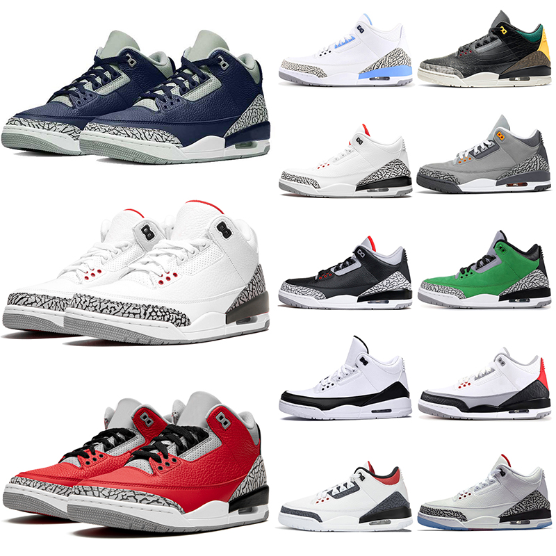 

3 Mens Womens Basketball Shoes Fragment Jordens3s Racer Blue Jumpman 3s UNC Georgetown Cool Grey III Trainers Sneakers 40-47 2021 With Box, 1 georgetown 40-47