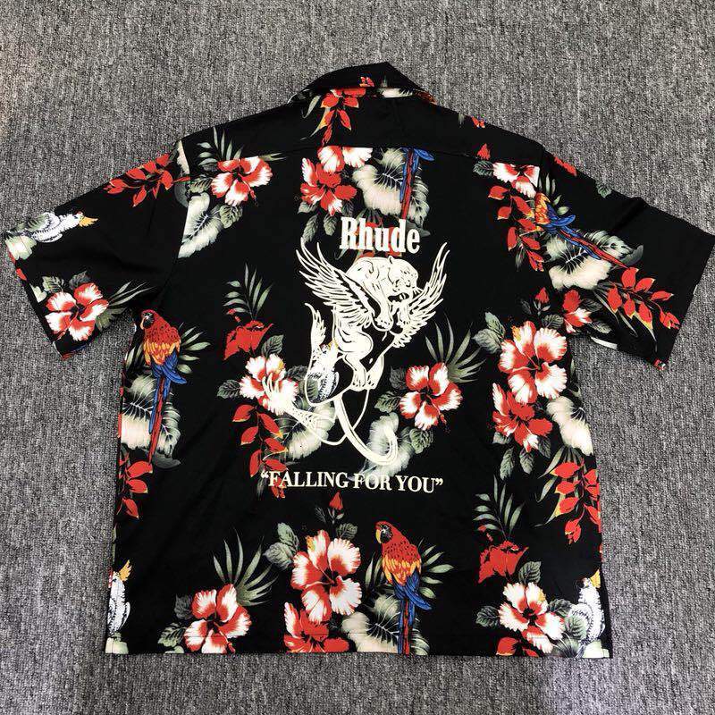 

T-Shirts Rhude T Shirt Men's Men Women Floral Parrot Red Short-sleeved Flower Printing High Street Fashion TShirt UWIU, Extra not product