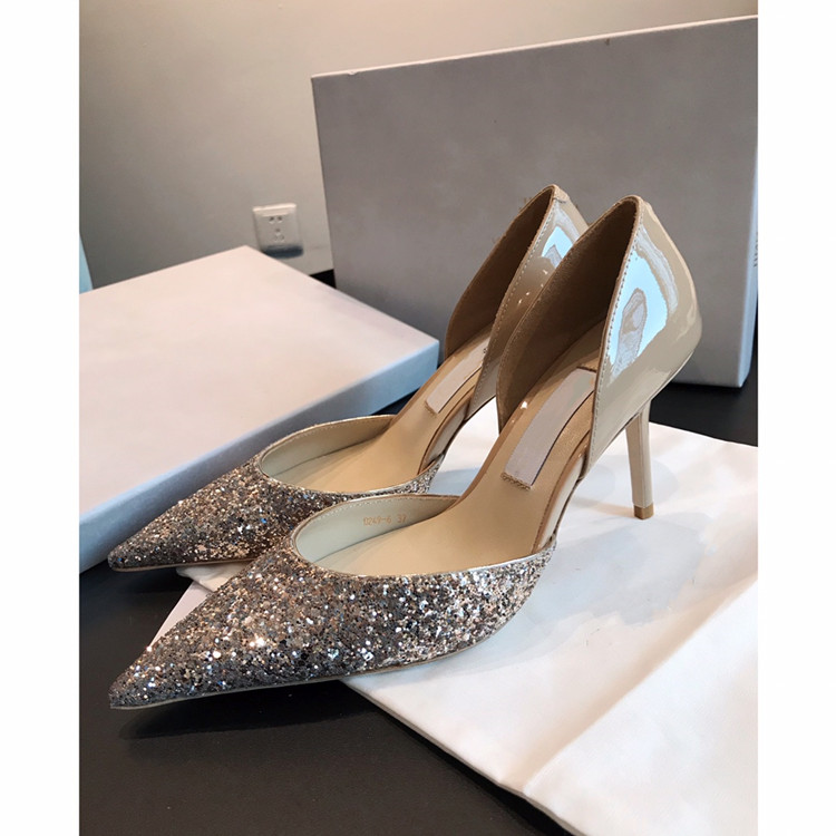 

Blingbling 8.5CM high heel women lady pump dress party shoes sexy pointed toe heeled footwear JC3000, Black