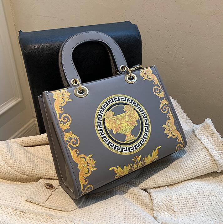 

womens shoulder bags elegant atmosphere graffiti painted handbag Street trend large leather handbags winter personalized printing women messenger bag 8 colors, Brown(boutique box)