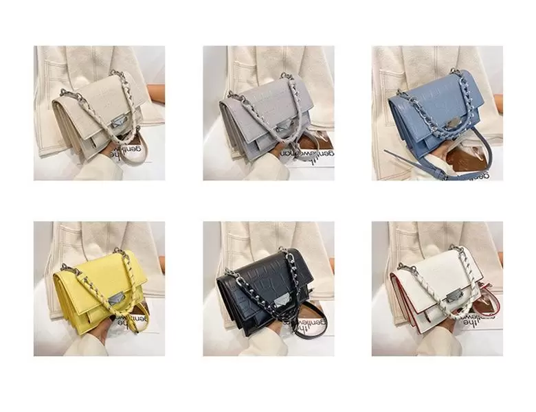 

fashion women messenger bag New designer lady handbags high quality texture shoulder bags chain Check, White bag desert yellow shoulder strap