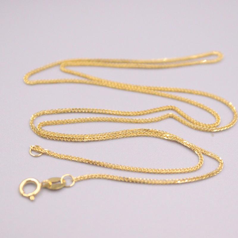 

Chains Au750 Real 18K Yellow Gold Chain Neckalce For Women Female 0.8mmW Wheat Choker Necklace 18''L Jewelry