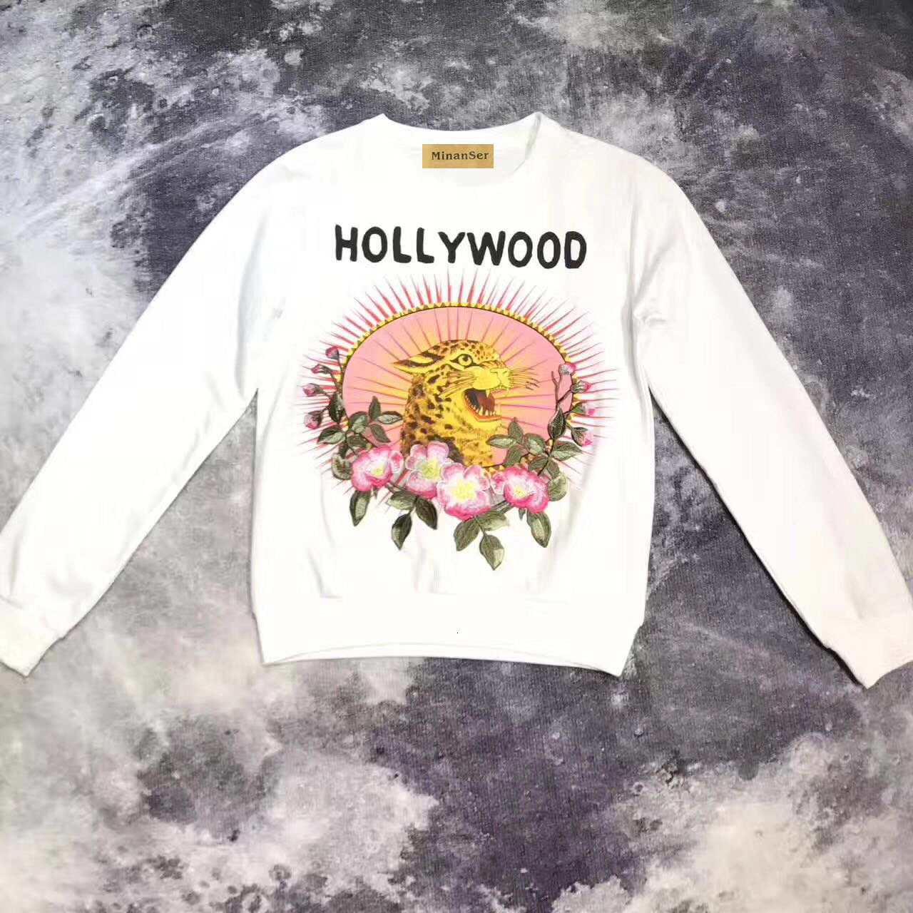 

Women's Hoodies & Sweatshirts 2021 female autumn long sleeve high quality embroidered printing letters the neck cotton sweater, White