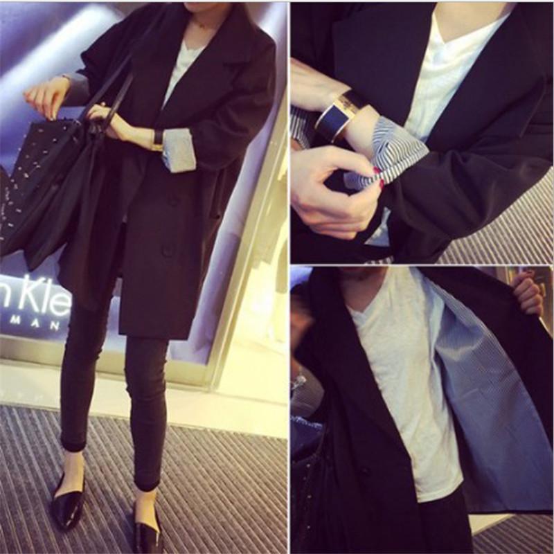 

Women' Trench Coats 2021 Korean Elegance All-Match Double Breasted Mid-long Long Sleeve Casual Little Suit Jacket Women Trend Outerwear, Black