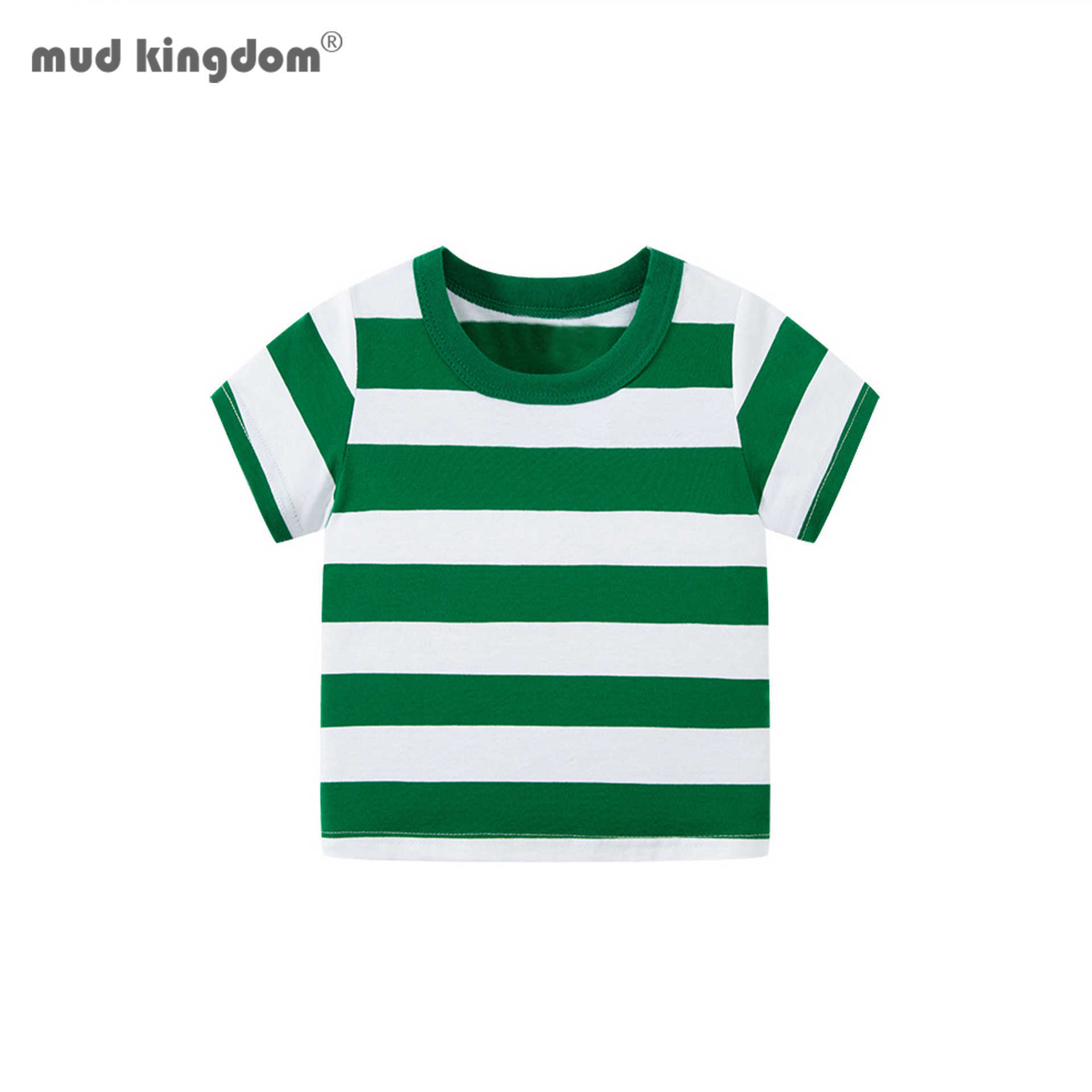 

Mudkingdom Little Kids Short Sleeve T-Shirt with Cute Stripe Summer Casual Holiday Soft Cotton Tops for 210615, Green