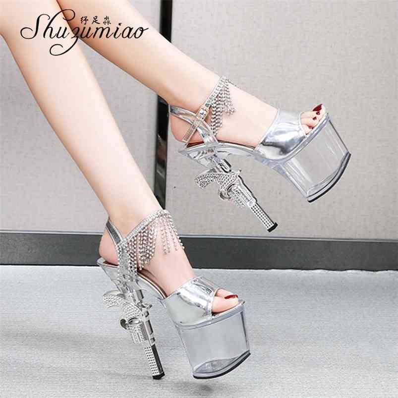 

Stripper Shoes Pole Dance High Heels Sexy Women Transparent Sandals Wedding Dress Pistol Heel Female 210521, Silver