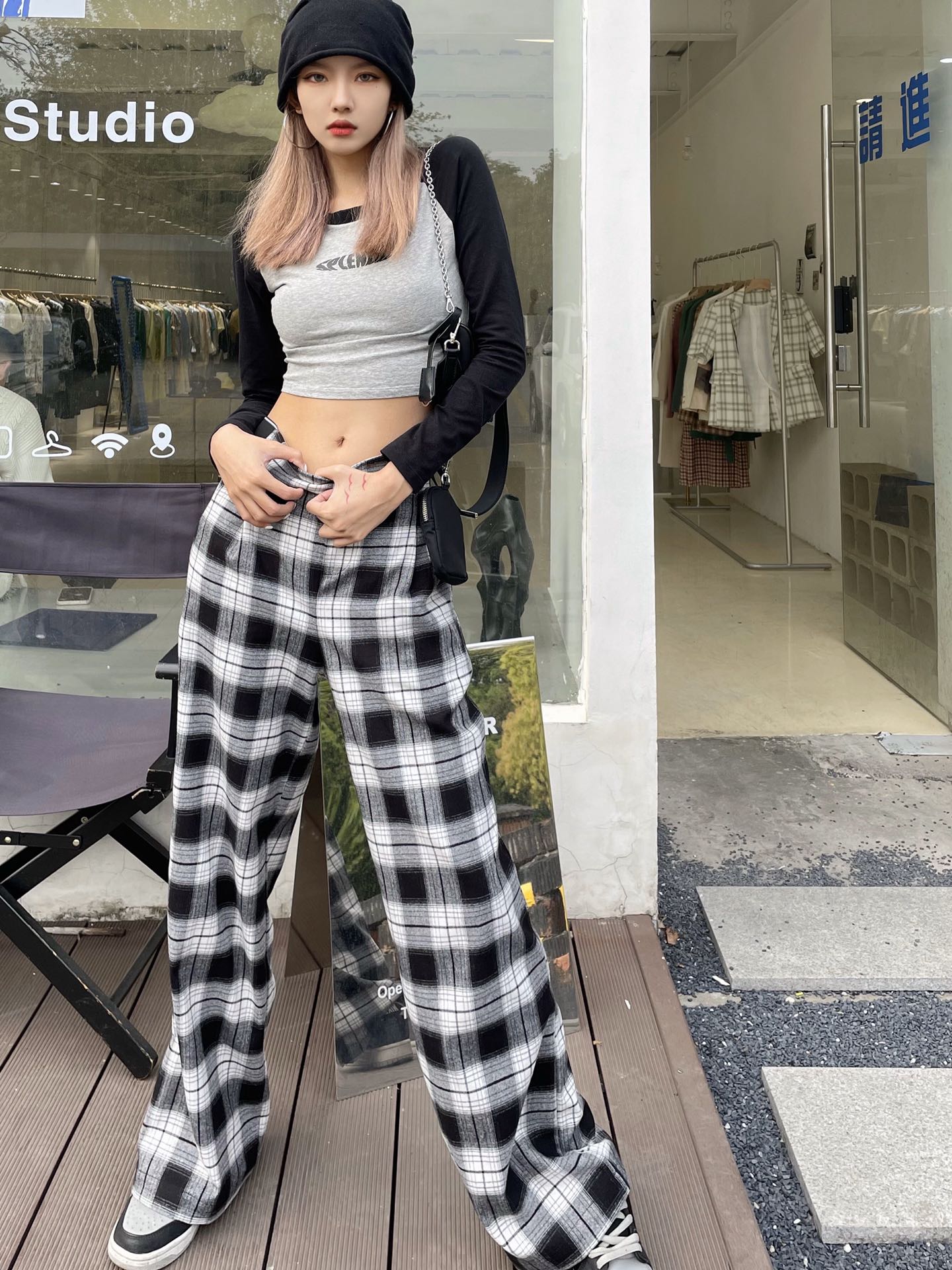 

2021 street brand pants women trousers Limited knit Letter Waistband elastic band Popular in spring summer Reflecting noble temperament A-line, Black