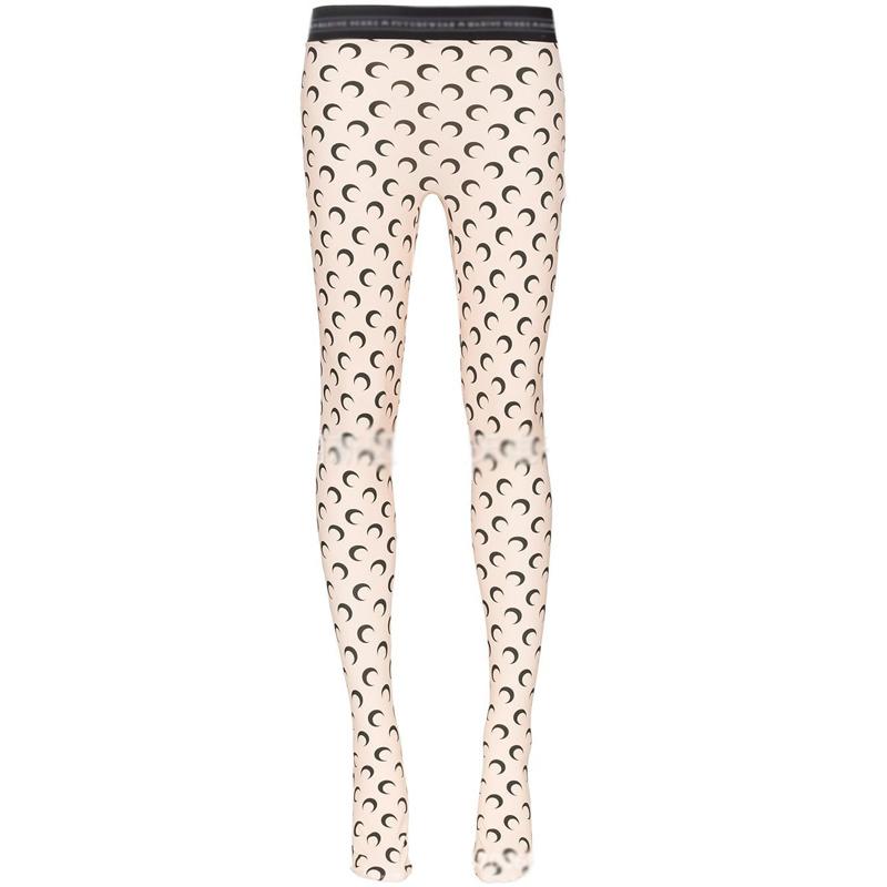 

Crescent Pattern Moon Skinny Leggings Footed Women Bottoms Letter Waisted Mid Waist Tights Pants Sexy Streetwear Women, Beige