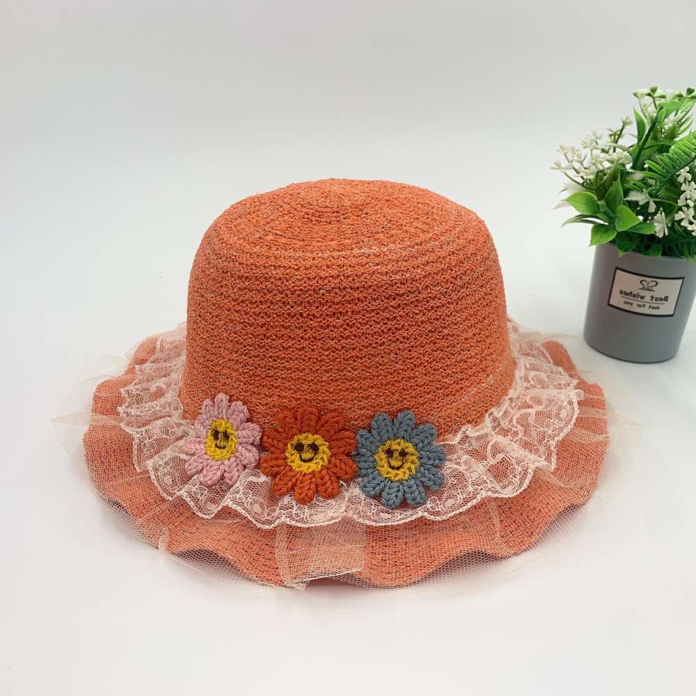 

Sun hat for children Korean children lace wave fisherman's sun Summer sunshade Beach hat, Yellow
