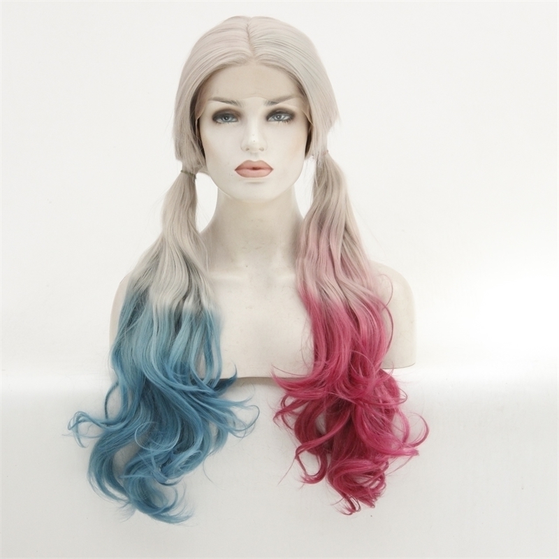 

ugly Suicide team little head cover half hand hook can be hot dyed fashion Cosplay wig, Blue