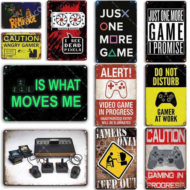 

Video Game Poster Tin Sign Vintage Wall Stickers Man Cave Gamer Room Decor Plaque Metal Signs Decorative Platea