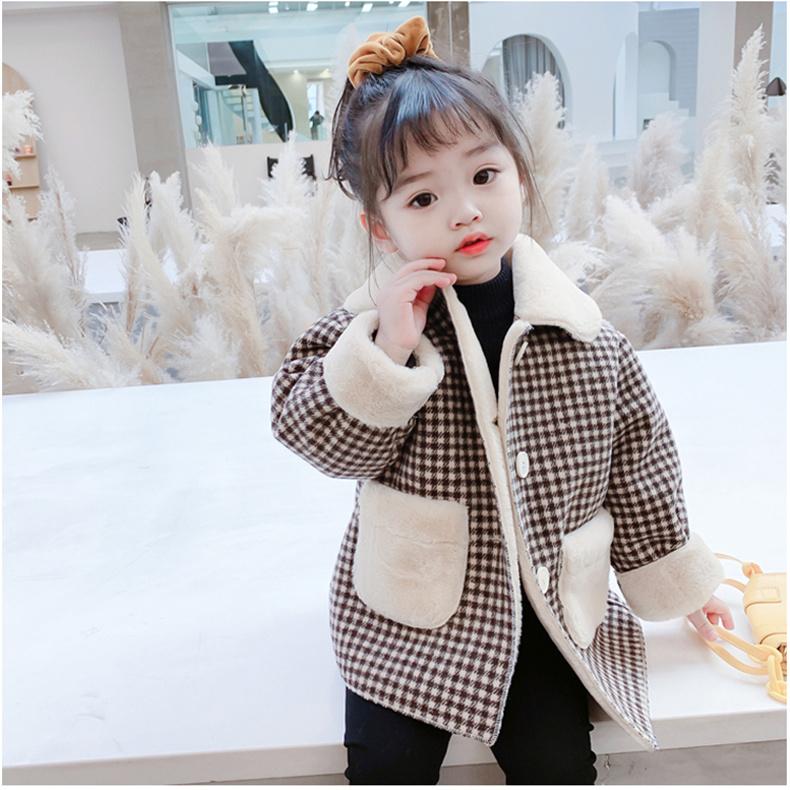

Jackets Outerwear Coat Jacket Turn Down Collar Single Breasted Plaid Regular Cotton Fashion Simple Cute Warm Winter Autumn Girls, Blue;gray