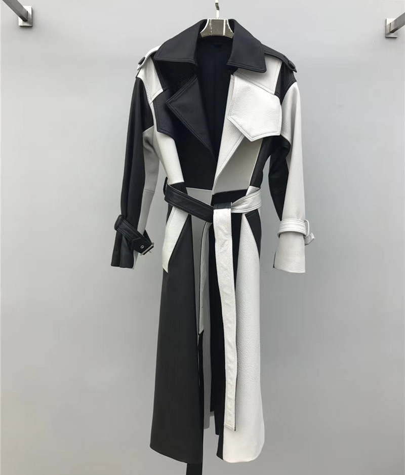 

Women's Jackets 100% Real Sheepskin Coat 2021 Autumn Winter Women Genuine Leather Long Trench Coats Chaqueta Mujer TBFQ, Black