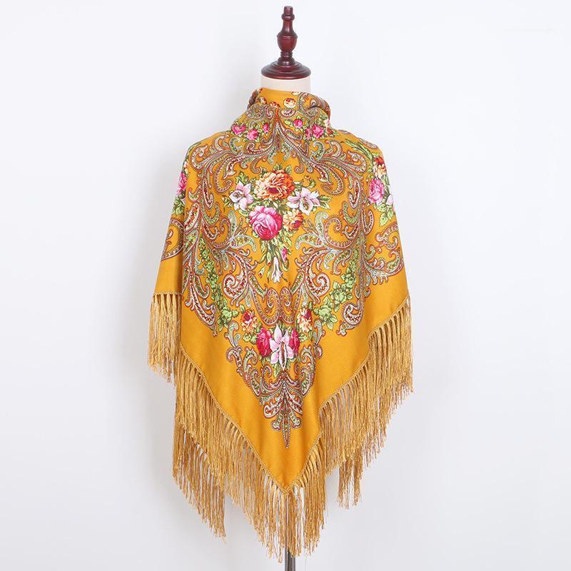 

Luxury Printing Oversize Square Blankets Russian Women Wedding Scarf Retro Style Cotton Handkerchief Autumn Shawl 140*140cm1