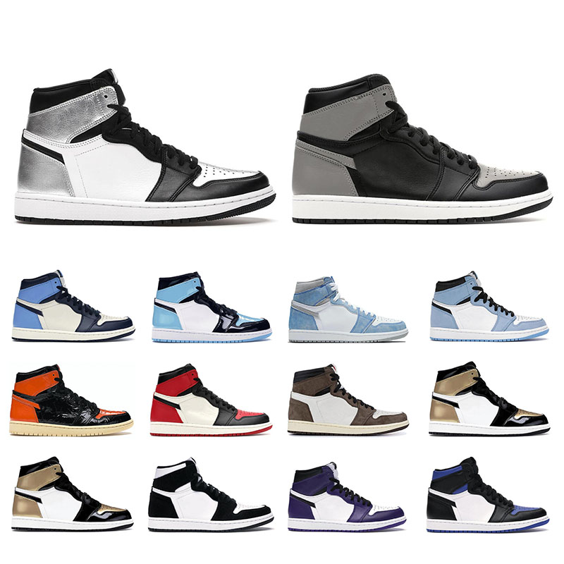 

Fashion basketball shoes Silver Gold Toe Dark Mocha Obsidian Shadow Midnight Navy jumpman 1s mens trainers sport sneakers size US 5.5-12, Bred toe