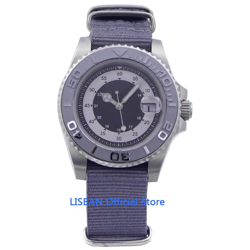 

Wristwatches 40mm Automatic Mechanical Mens Watch Sterile Dial Sapphire Glass Clock Luminous Waterproof Nylon Strap Calendar Wristwatch Men, No2