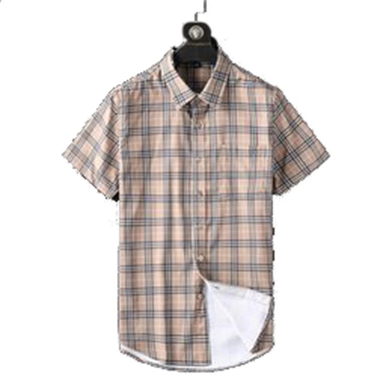 

2021 Luxurys Desingers Men's drees Handbag Business Casal Shirt Sleeve Stripe slim masculine social fashion plaid -3XL#09, Blue