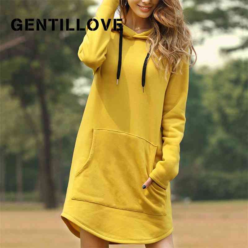 

Gentillove Korean Pop Hoody Spring Solid Vintage Big Pocket Sweatshirt Casual Long Tops Women Fashion Oversized Hoodies S-3XL 210421, Black