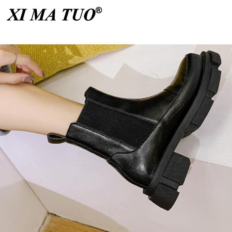 

Boots Real Leather Women Fashion Platform Warm High Heel Winter Shoes Woman Office Lady Ankle Boot Footwear Size 35-42, Black