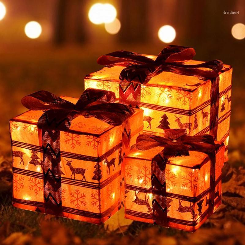 

Christmas Decorations Glow In The Dark Lighting Gift Box Indoor Outdoor Pathway Present For Holiday Party Cristmas Ornament Xmas Navidad
