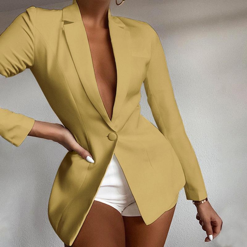 

Women's Jackets 2021 Autumn Style European And American Fashion Women Suit Lapel Slim Cardigan Causal Temperament Office Lady Jacket, Black;brown