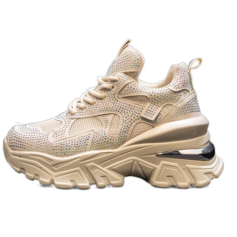

Diamond Daddy Shoes Women's Summer Fashion Super Fire 2021 Breathable Thick Soled High Rise European Station Sports Dress, Black