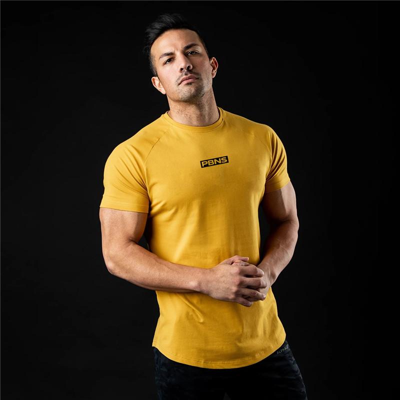 

Summer Men T Shirt Gyms Fitness Short Sleeve T-shirt Male Quick-dry Bodybuilding Workout Tees Tops Sports Clothing Men's T-Shirts, Black
