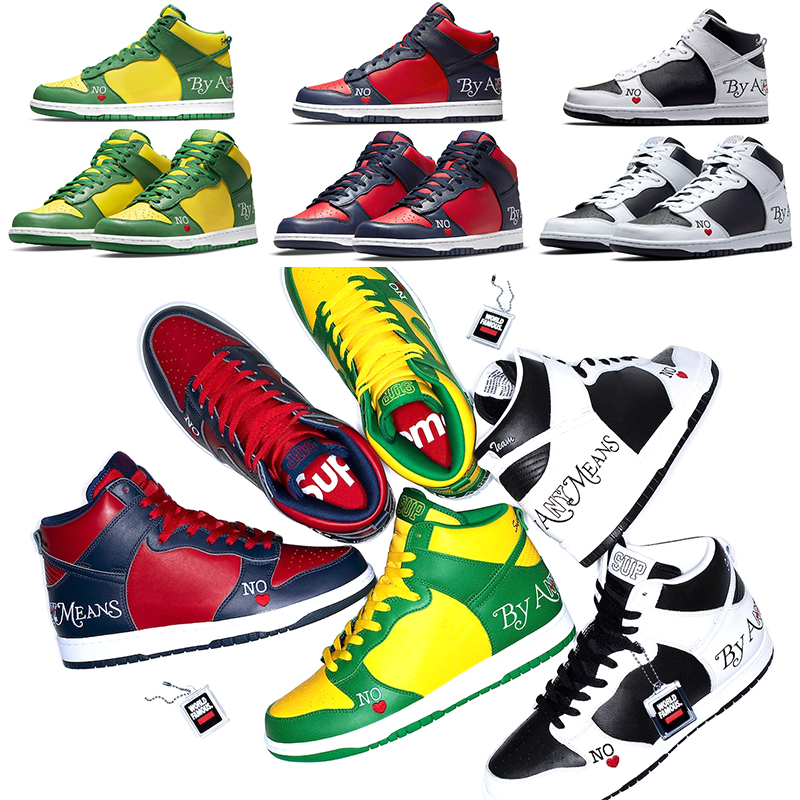 

2022 New Release Authentic Skateboard shoes SB High By Any Means Varsity Red Midnight Navy Classic Green DN3741-002/600/700 Men Women Sports Sneakers, With original box
