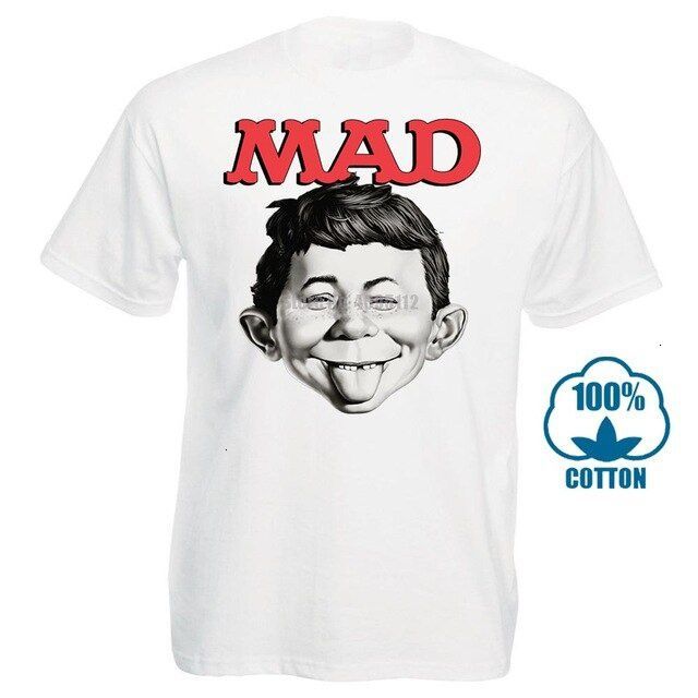 

Mad Magazine Alfred E Newman T Retro 1970'S Funny Graphic Wbt349 Style Loose Anime Tee Shirt