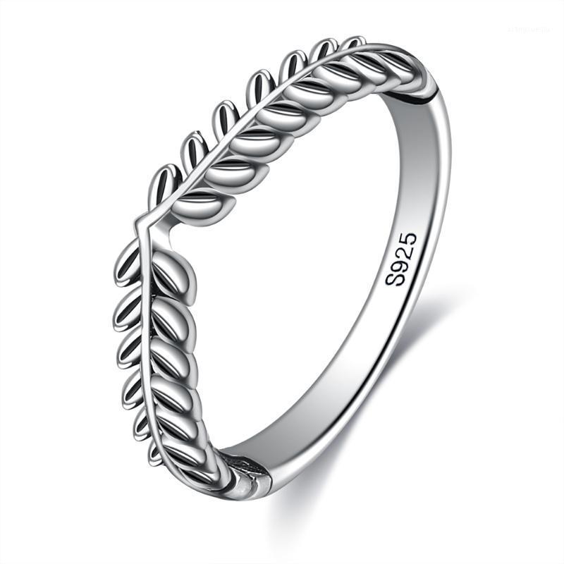 

Cluster Rings ZEMIOR Genuine 925 Sterling Silver Classic Stackable Vintage Lucky Tree Leaf Finger Ring For Women Anniversary Fine Jewelry Gi, Golden;silver