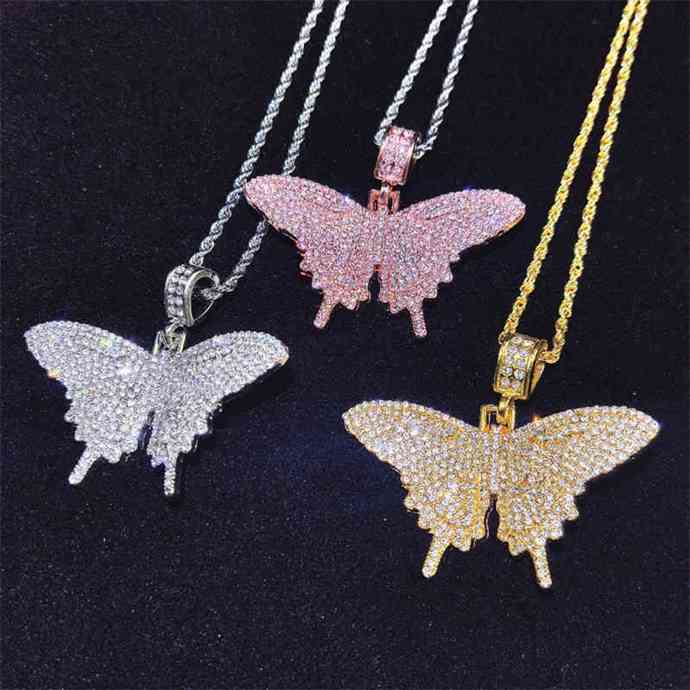 

6cm alloy butterfly pattern Pendant Necklace with 65CM Twist chain or 45cm Cuban Link for Fashionable woman and Girlfriend accessoriesbo