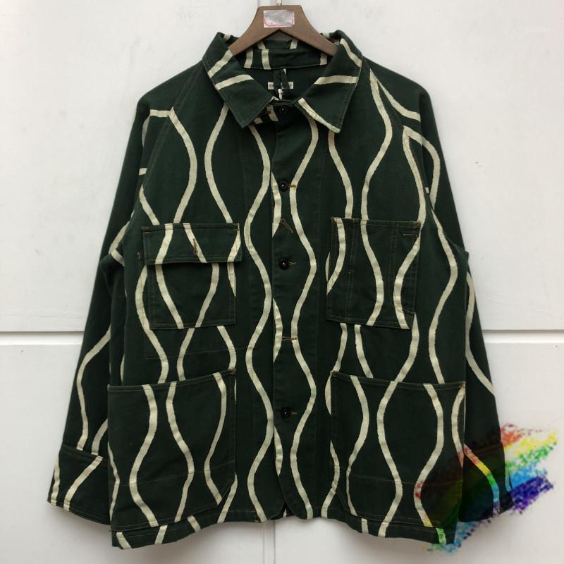 

Men' Jackets Kapital Denim Jacket Men Women 1:1 -Quality High Street Wave Striped Button Coat Multi-Pocket Cargo Outerwear