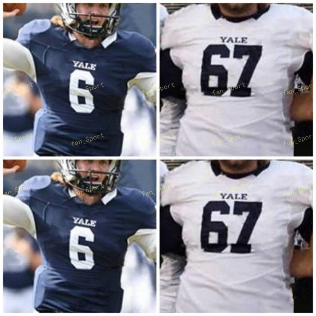 

NCAA College Jerseys Yale 14 Reed Klubnik 16 Griffin O'Connor 24 Spencer Alston 33 Zane Dudek 14 Clint Frank 19 Larry Kelley Custom Foo, Black