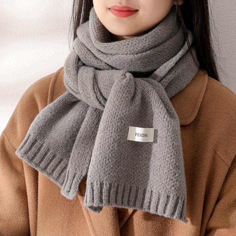

Scarves Warm Knitted Women Scarf Accessories Korean Style Wool Pure Color Wraps Female Cashmere Shawl