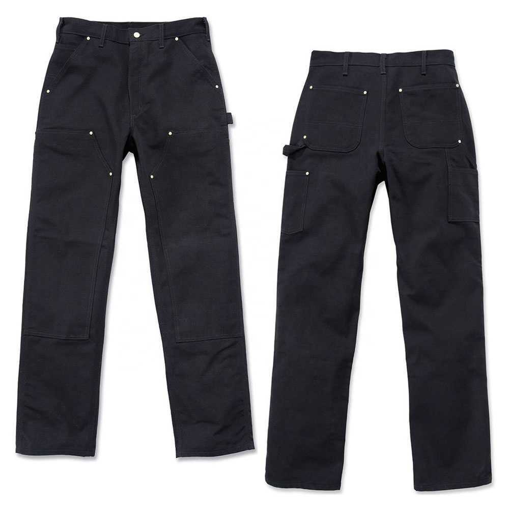 

Men's black double knee carpenter pants work jeans denim painter custom regular cargo pants for men