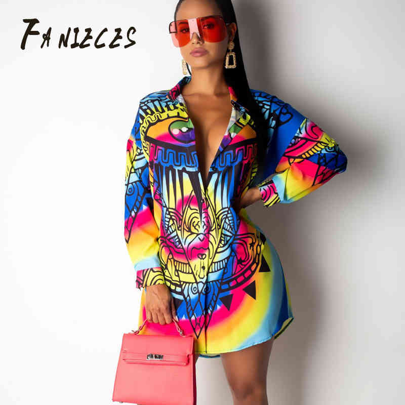

Chains print ins fashion Blouses Sexy Button Long Sleeve Shirt Womens Elegant summer Autumn Tops Blouse plus size 2XL 210520, V82-8048