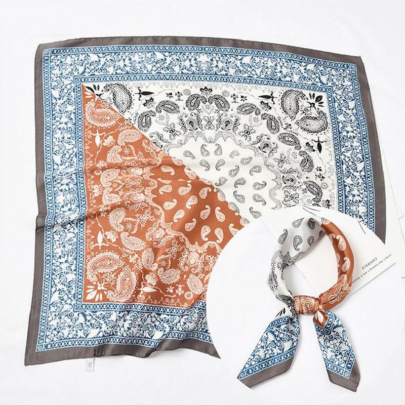 

Scarves Women Scarf Silk Wrap Elegant Symmetry Floral Print Headbands Head Neck Tie Band Neckerchief Bag Decorative Square