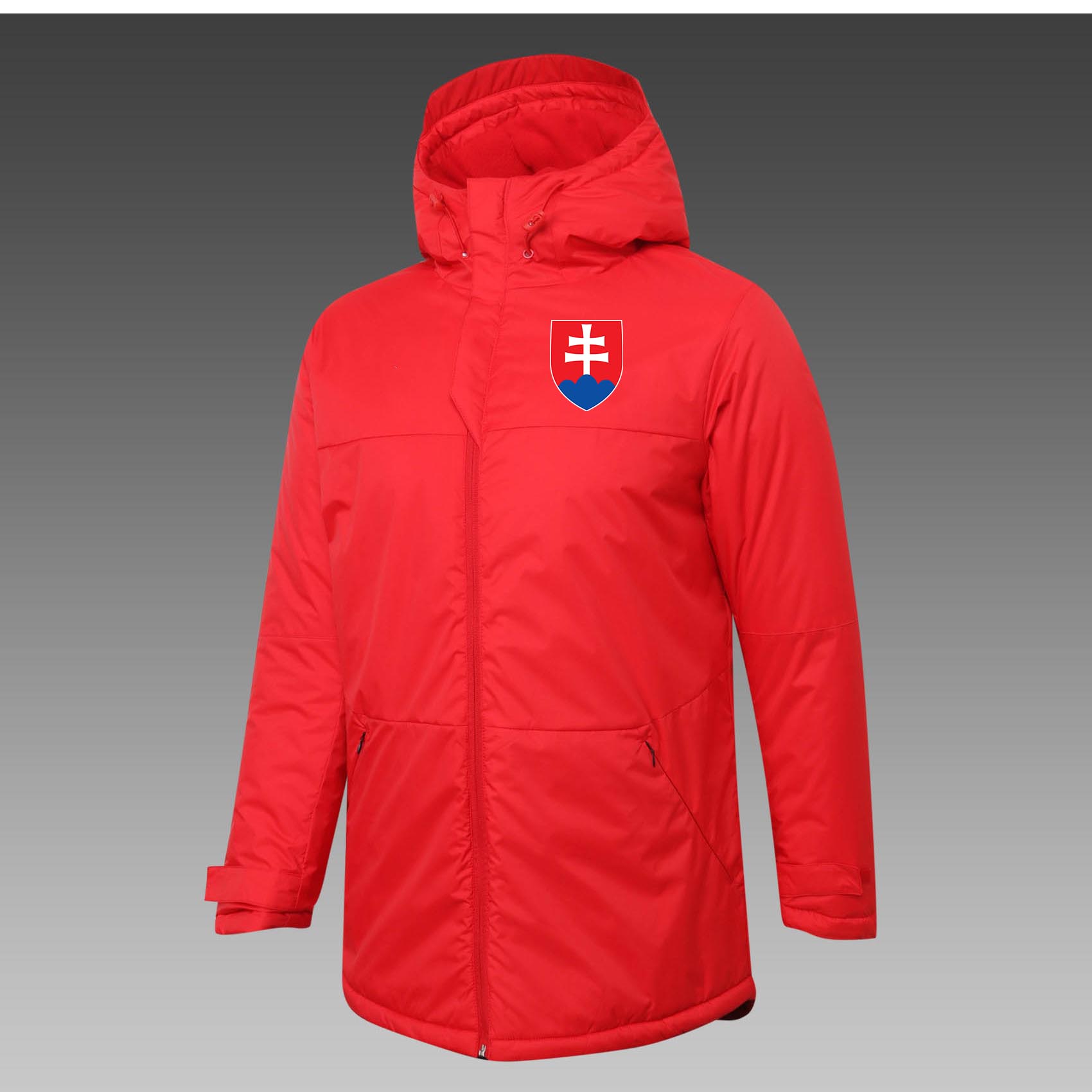 

Mens Slovakia Down Winter Jacket Long Sleeve Clothing Fashion Coat Outerwear Puffer Soccer Parkas Team emblems customized, No 3