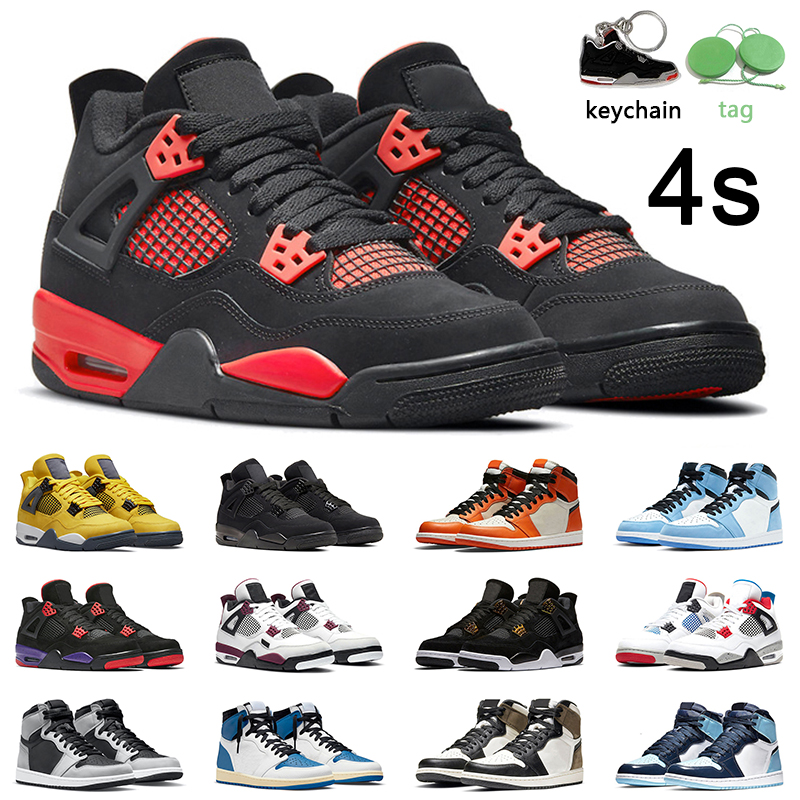 

4s Red Thunder Basketball Shoes Dark Marina Blue 1s Patent Bred men women University Blue Sail White Oreo sports mens trainer, # 11