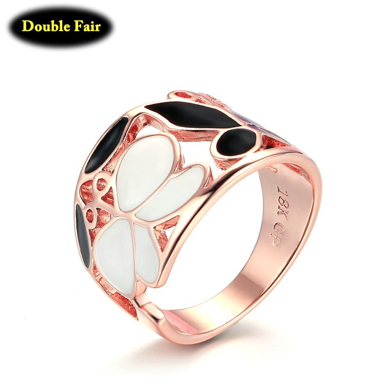 

Cluster Rings Top Quality Butterfly Drip Oil Engagement Finger Ring Rose Gold Color Fashion Brand For Women Anel Wholesale DWR675, Golden;silver