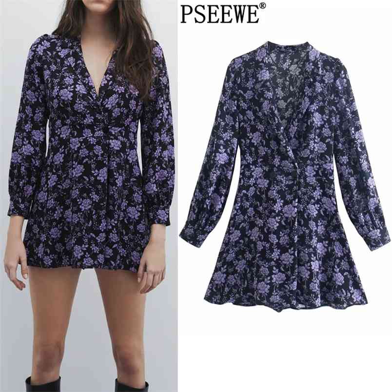

Short Blazer Jumpsuits Women Black Floral Printed Elegant Woman Fashion Long Sleeve Female Overalls 210519
