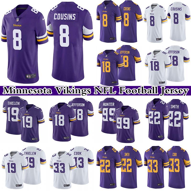 

99 Danielle Hunter 8 Kirk Cousins 18 Justin Jefferson 33 Dalvin Cook 19 Adam Thielen Men's Stitched NFL Minnesota Vikings Nike Limited Football Jersey, Purple