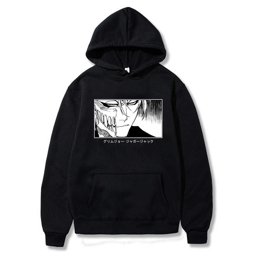 

Anime Bleach Hollow Kurosaki Printed Hoodies Hooded Sweatshirts Cozy Tops Pullovers X0610, Black
