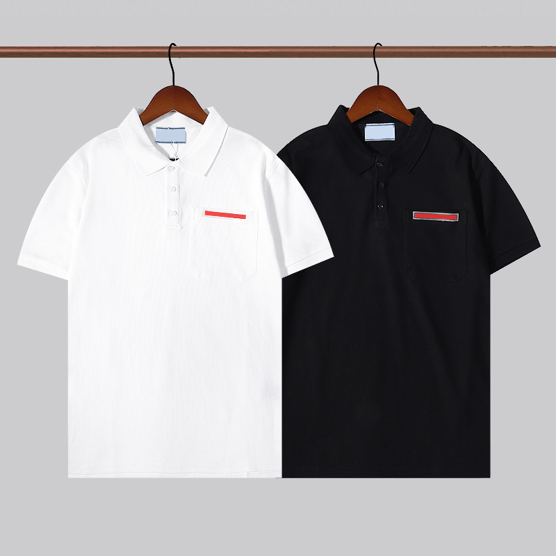 

Men Polos Designer Fashion Summer Tees Mens Short Sleeve Solid Color Polo Lapel Tshirts Letter Printed T-shirts 2 Colors Tops, Black