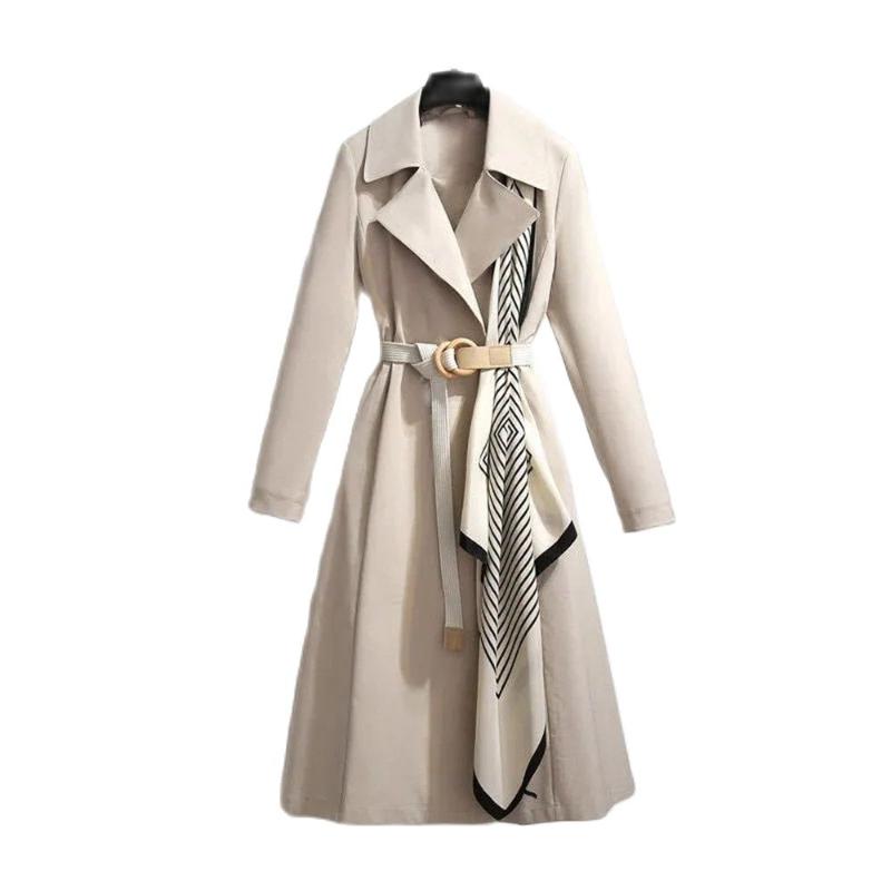 

Women's Trench Coats Spring & Autumn Windbreaker Coat Bandage 2021 Fashion Mid-Length Slim Thin Section Lapel Buttons Solid Color, Black