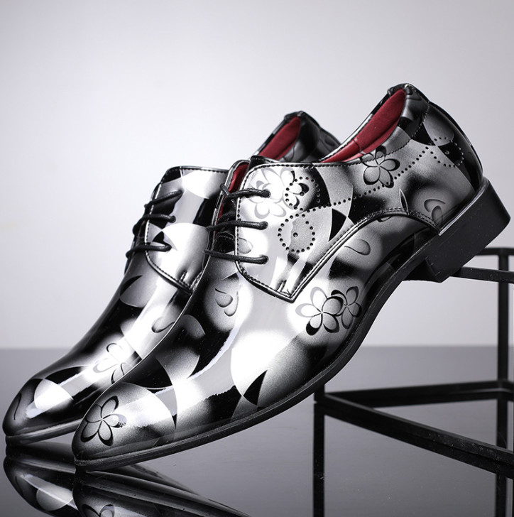 

Fashion British large size men's shoes new leather shoes casual shoes laces, Black