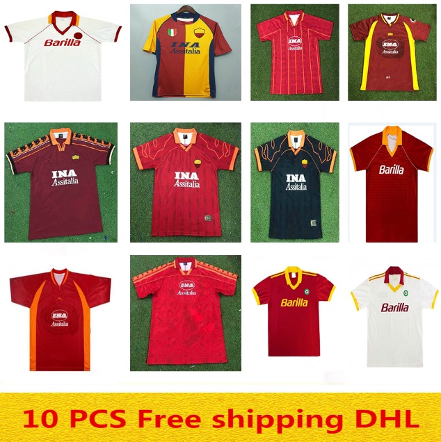 

95 96 97 98 99 10 ROMA RETRO soccer jersey 00 01 02 TOTTI Classic BATISTUTA Candela Football shirt Vintage 2002 Maglia da NAKATA 88 89 90 91 92 93 94, Ivory