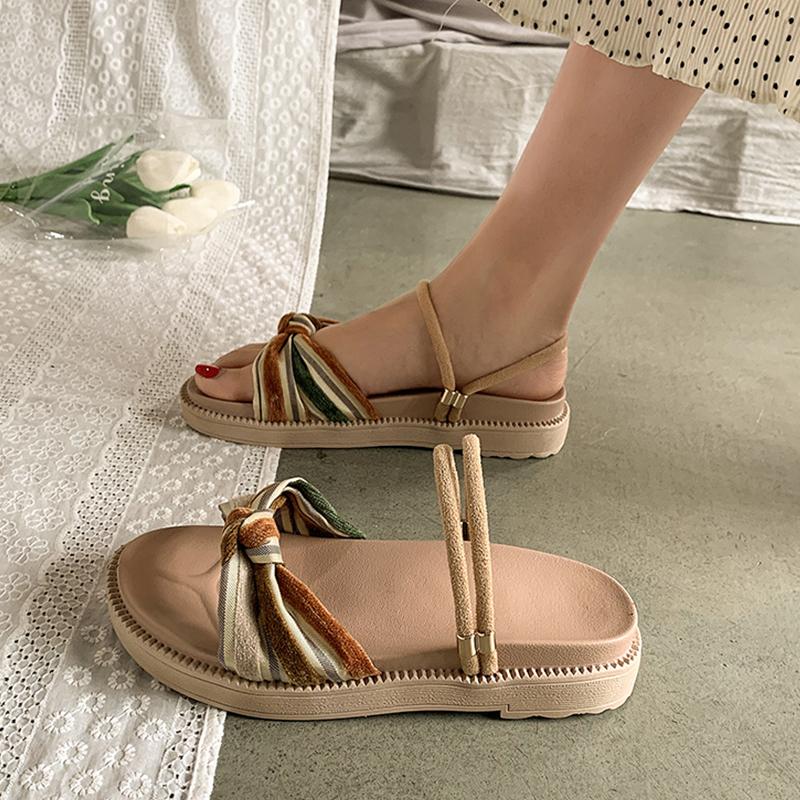 

Slippers Shoes Women Summer Slides Platform Fashion Lady Pantofle Flat Luxury Girl 2021 Rubber Cotton Fabric Scandals Rome PU