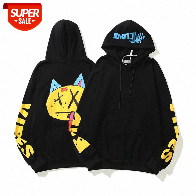 

Turtleneck hooded flow lovers printed sweater terry coat #V892, Black