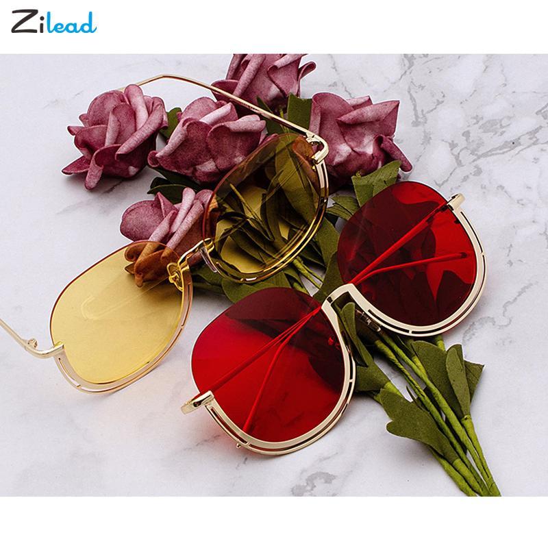 

Sunglasses Zilead Fashion Lady Oversize Square Women Men Half-Rim Brand Design Sun Glasses Colorful Metal Gafas Female UV400